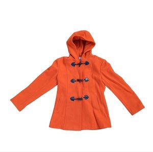 ❌SOLD❌ Orange Hooded Peacoat Pockets Wool Blend Fully Lined Designer Size Medium